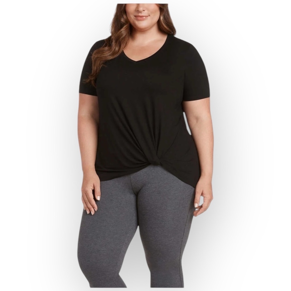 NWT Matty M Women’s V-Neck Side Tie Tee – Black – Size 3X